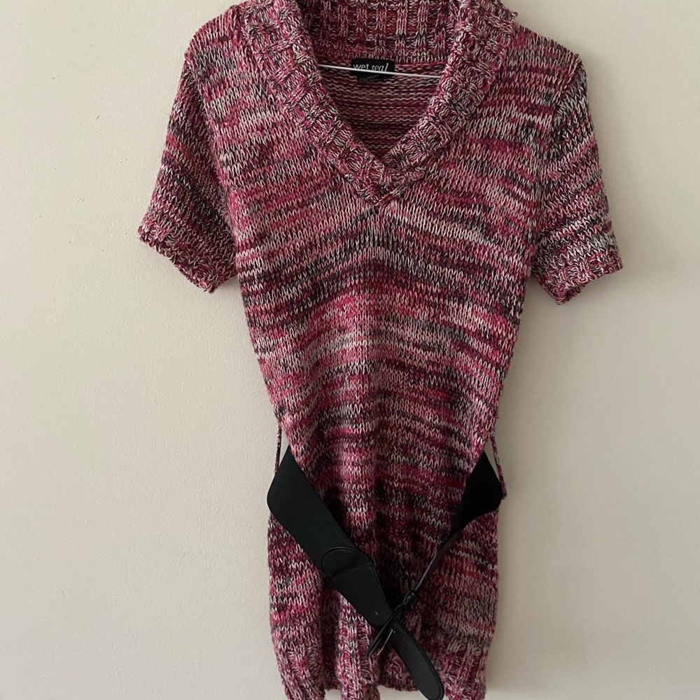 Pink Sweater with Belt